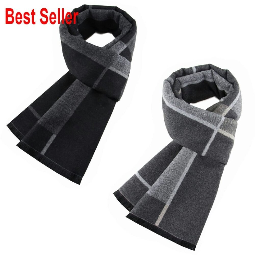 Cashmere Feel Men's Scarf Soft Warm Winter Classic Elegant Minimal Chic